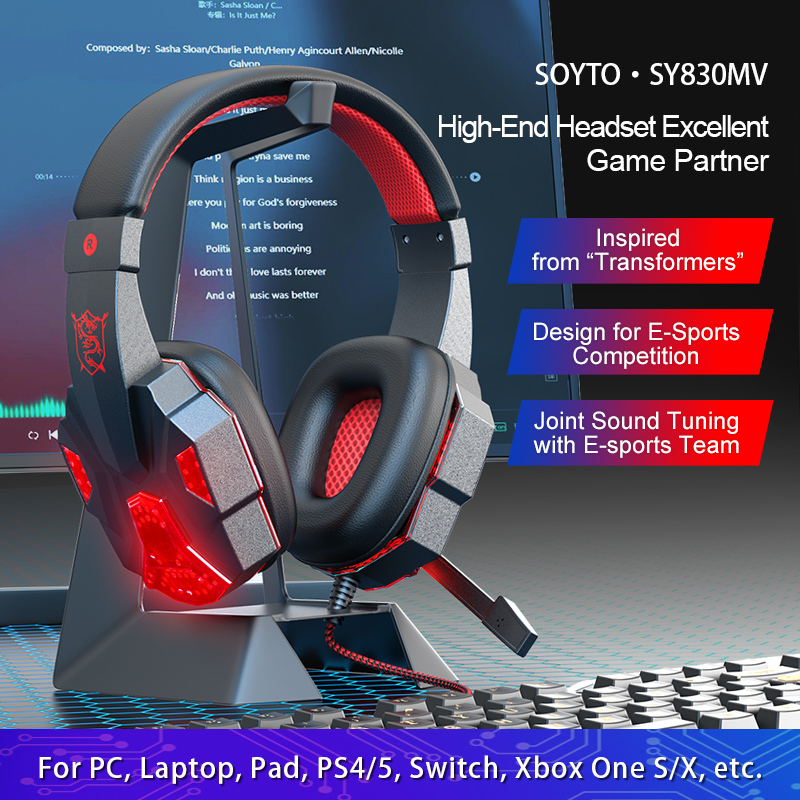 Gaming Headset With Mic Rgb - Słuchawki gamingowe z dźwiękiem przestrzennym 7.1