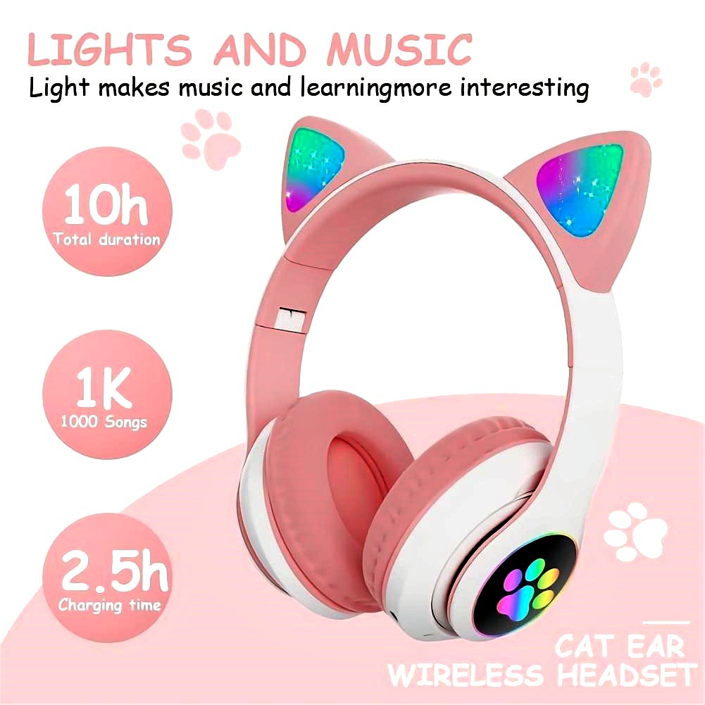 Anc Wireless Over Ear Headphones - Słuchawki STN-28 Bluetooth 5.0 z uroczymi